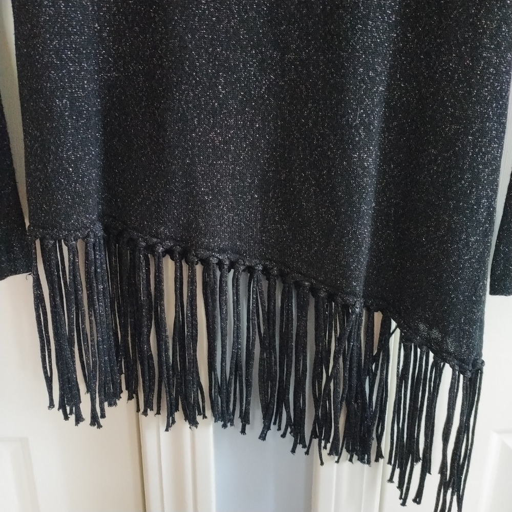 White House Black Market Metallic Fringe Hem Asymmetrical Sweater XS - Picture 7 of 12